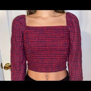 Abercrombie & Fitch Off The Shoulder Plaid Crop